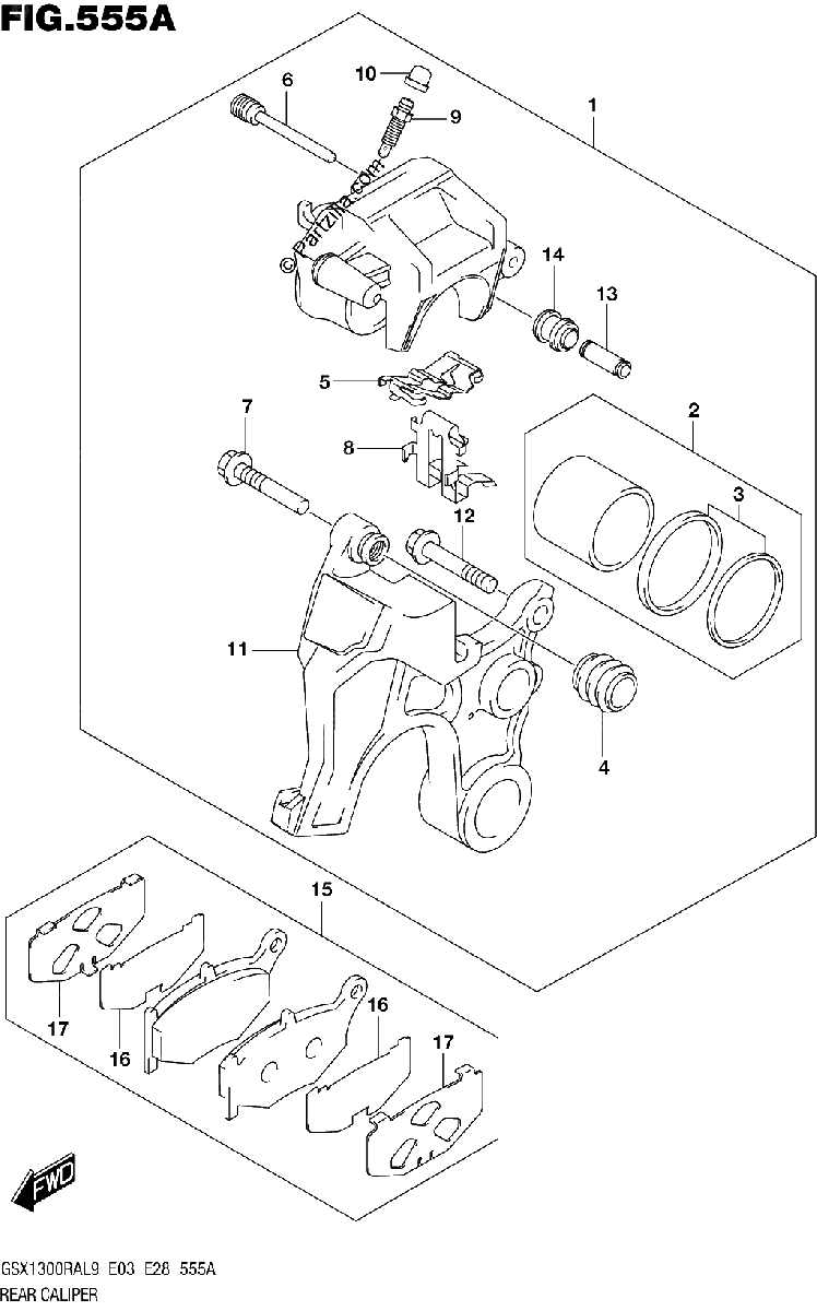 Diagrama de 555A REAR CALIPER