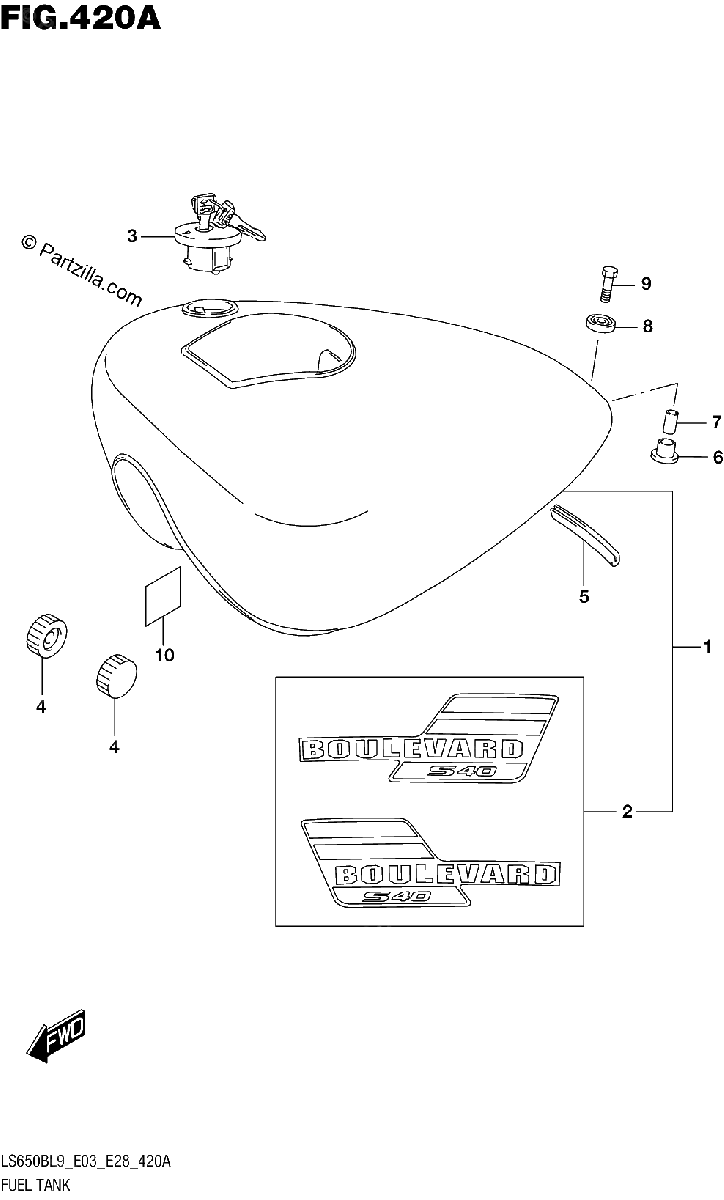 Diagrama de 420A FUEL TANK LS650BL9 E03