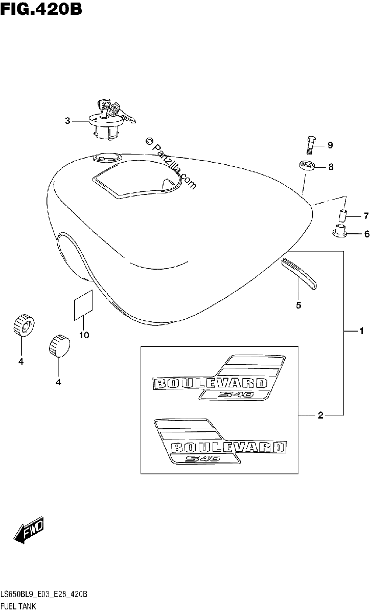 Diagrama de 420B FUEL TANK LS650BL9 E28
