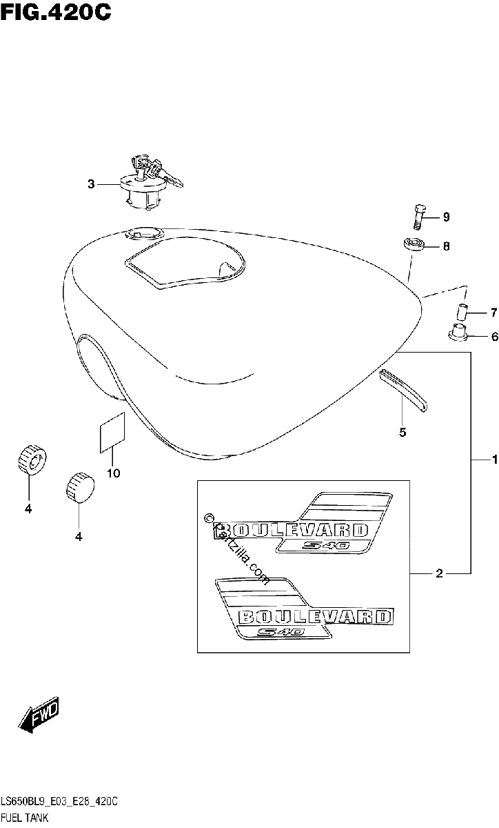 Diagrama de 420C FUEL TANK LS650BL9 E33