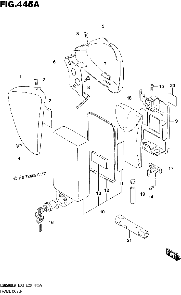 Diagrama de 445A FRAME COVER