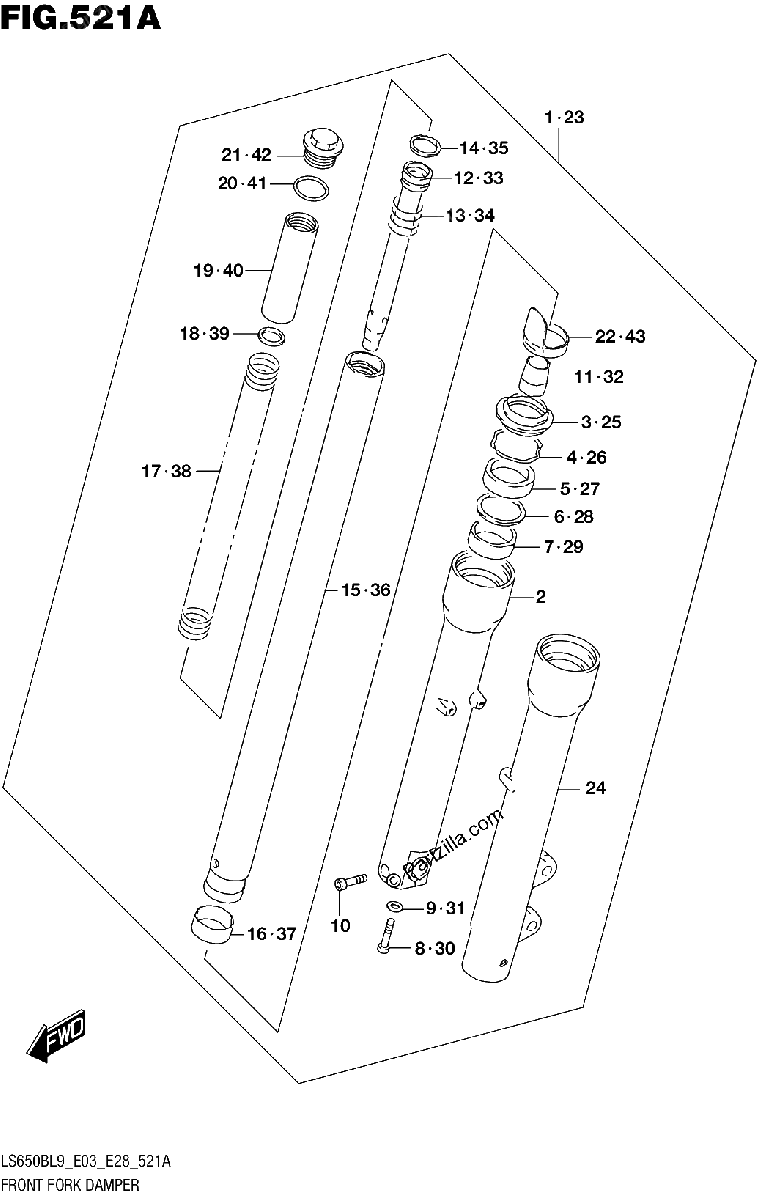 Diagrama de 521A FRONT FORK DAMPER