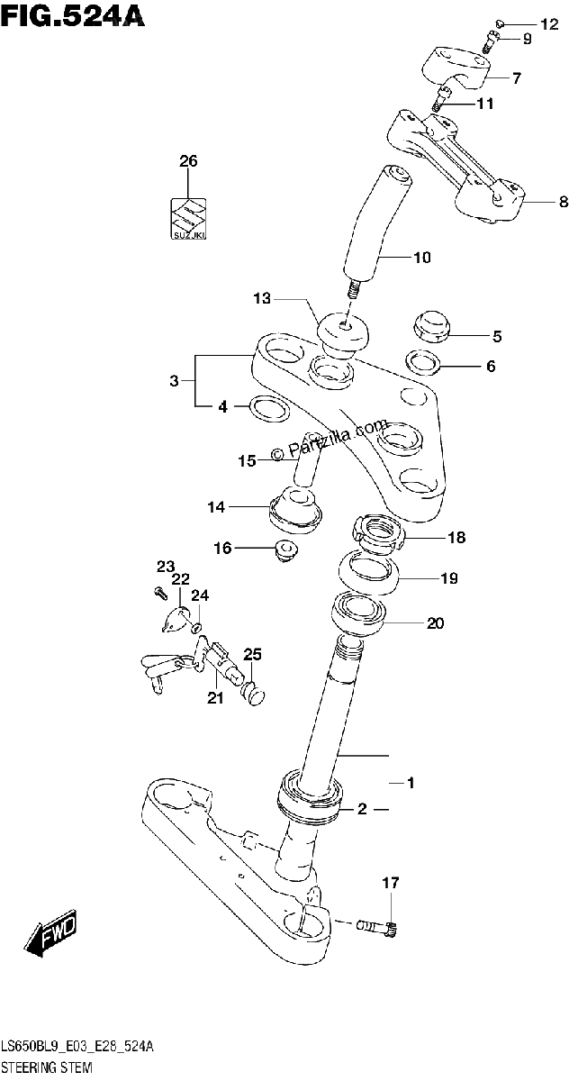 Diagrama de 524A STEERING STEM