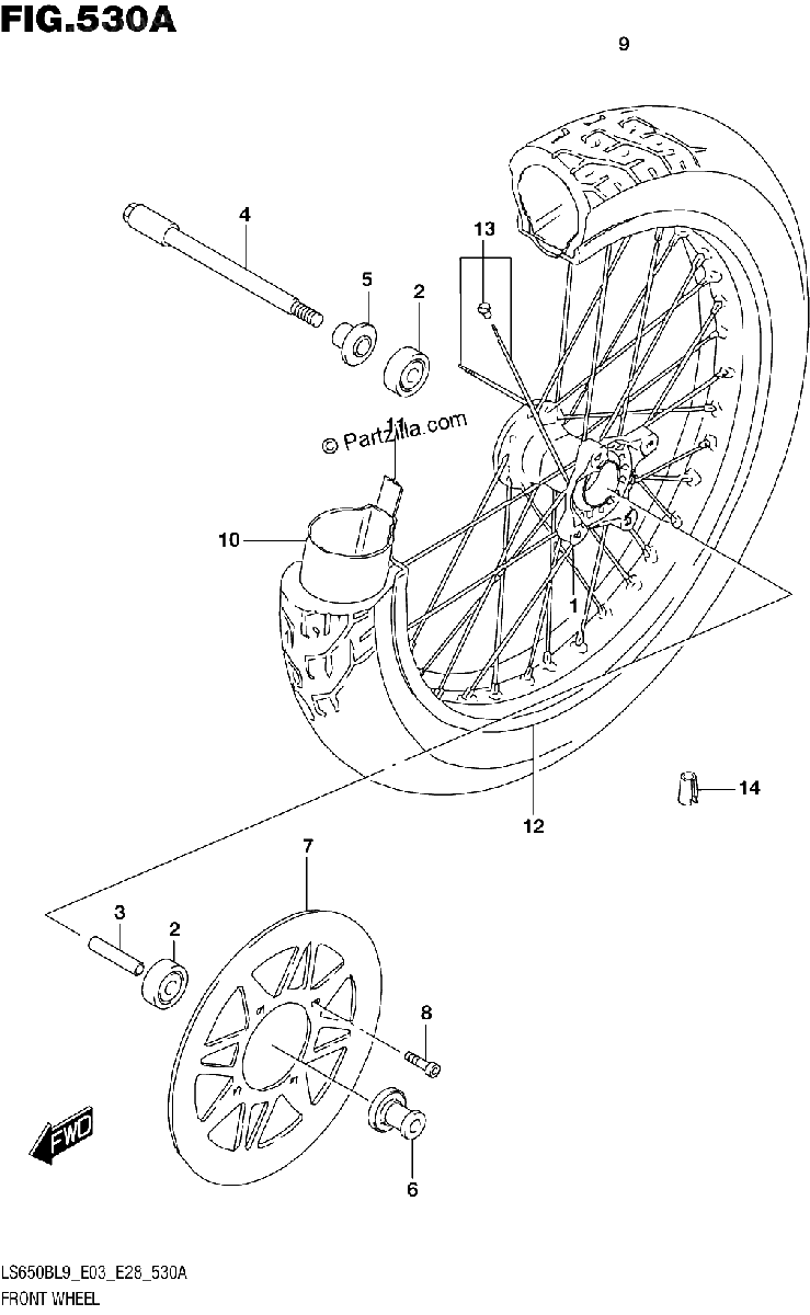 Diagrama de 530A FRONT WHEEL