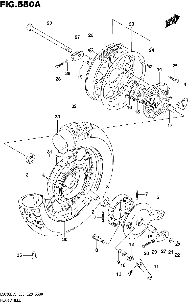 Diagrama de 550A REAR WHEEL