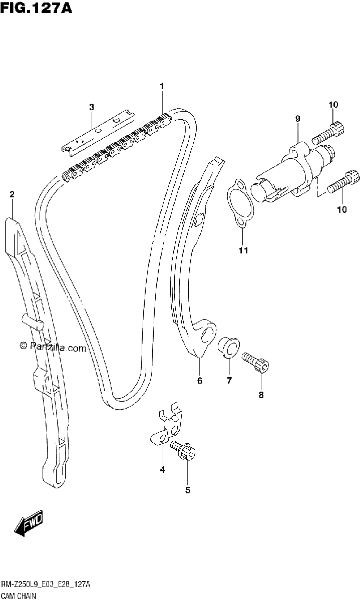 Diagrama de 127A CAM CHAIN