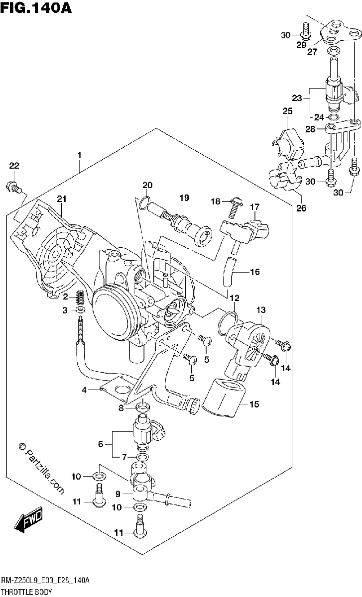 Diagrama de 140A THROTTLE BODY