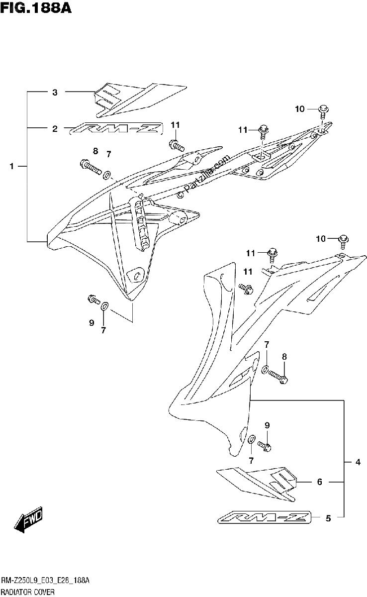 Diagrama de 188A RADIATOR COVER