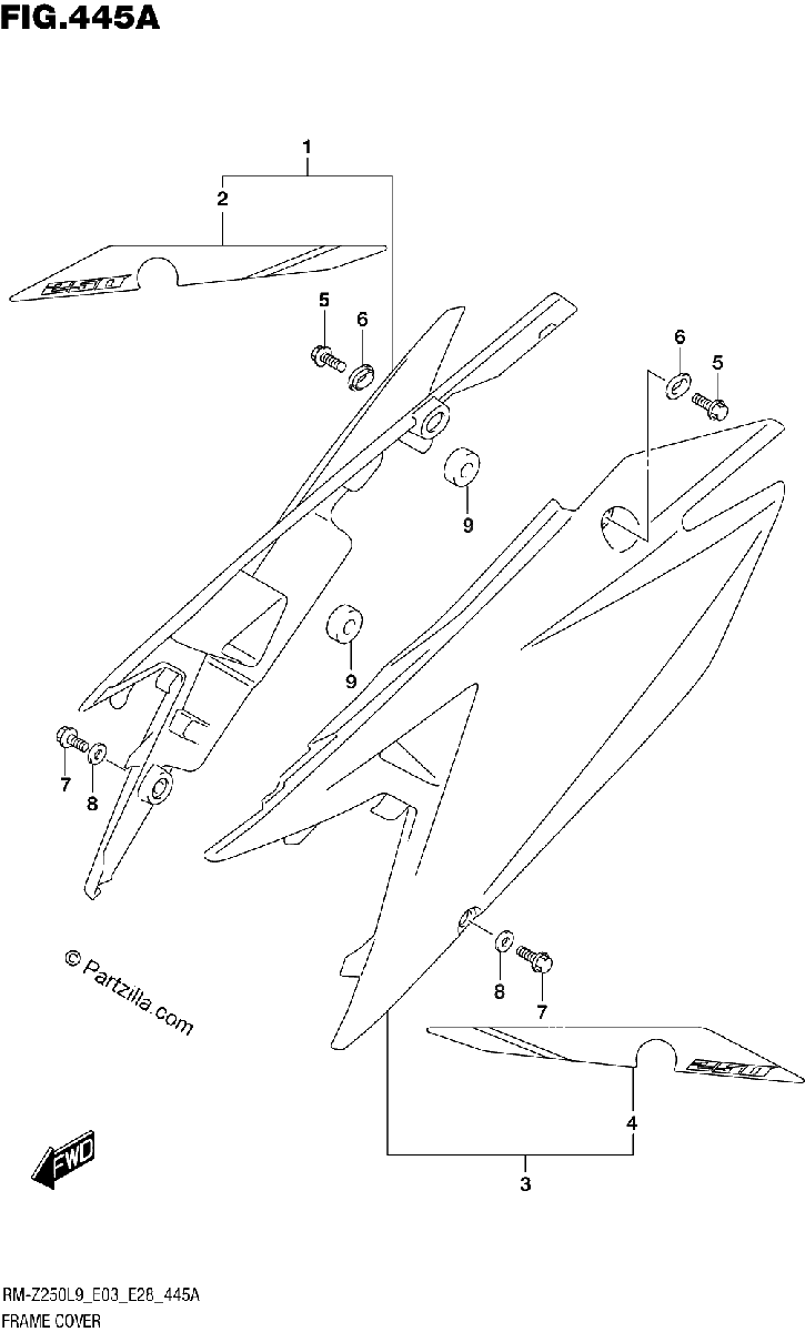 Diagrama de 445A FRAME COVER