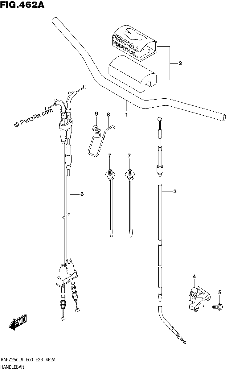 Diagrama de 462A HANDLEBAR