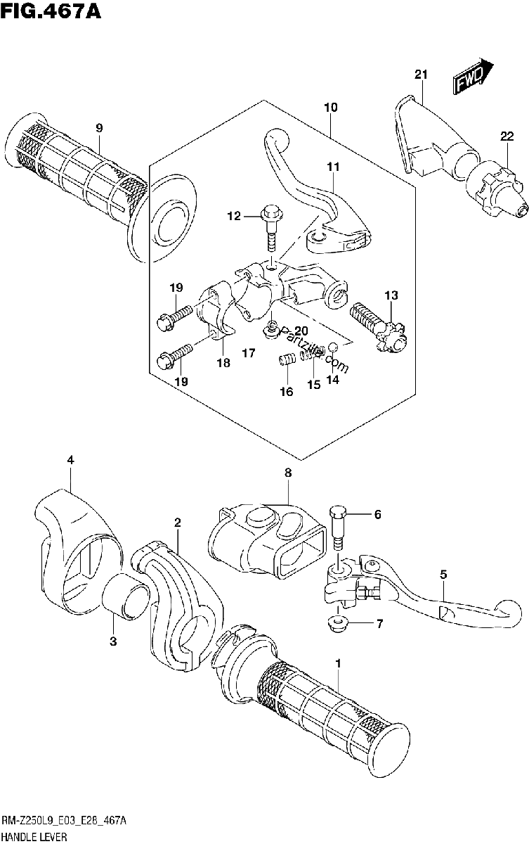 Diagrama de 467A HANDLE LEVER
