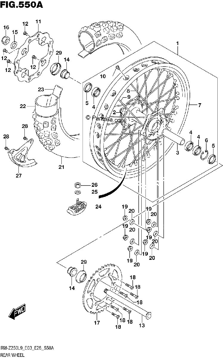 Diagrama de 550A REAR WHEEL