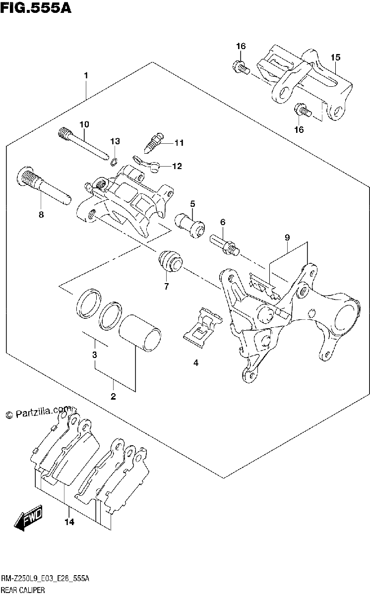 Diagrama de 555A REAR CALIPER