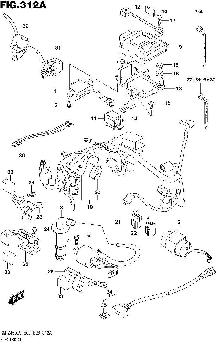 Diagrama de 312A ELECTRICAL RM Z450L9 E03