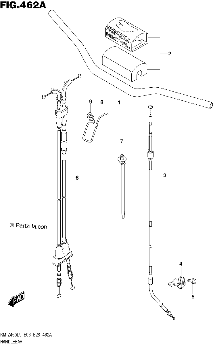 Diagrama de 462A HANDLEBAR