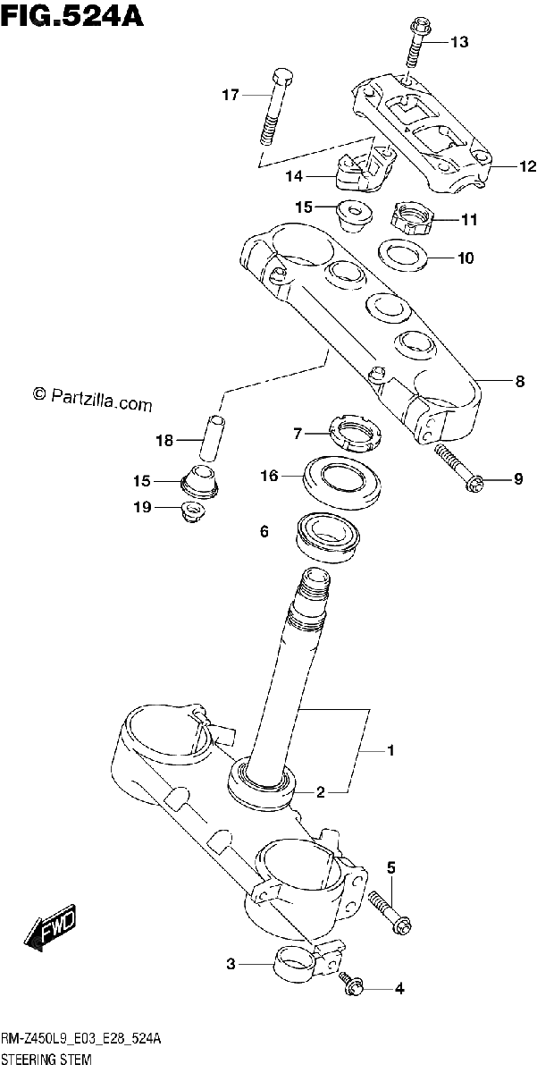 Diagrama de 524A STEERING STEM
