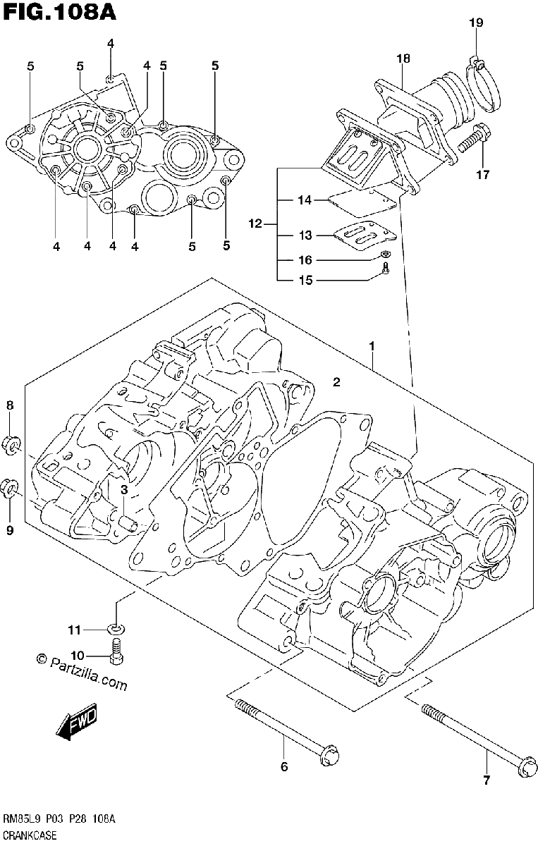 Diagrama de 108A CRANKCASE