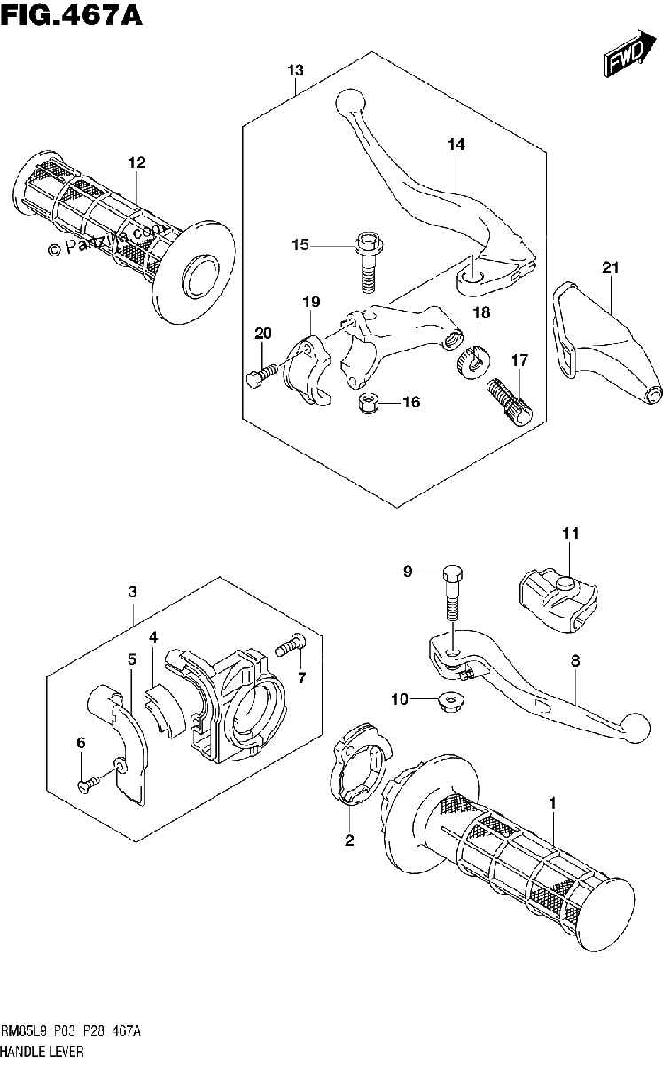Diagrama de 467A HANDLE LEVER