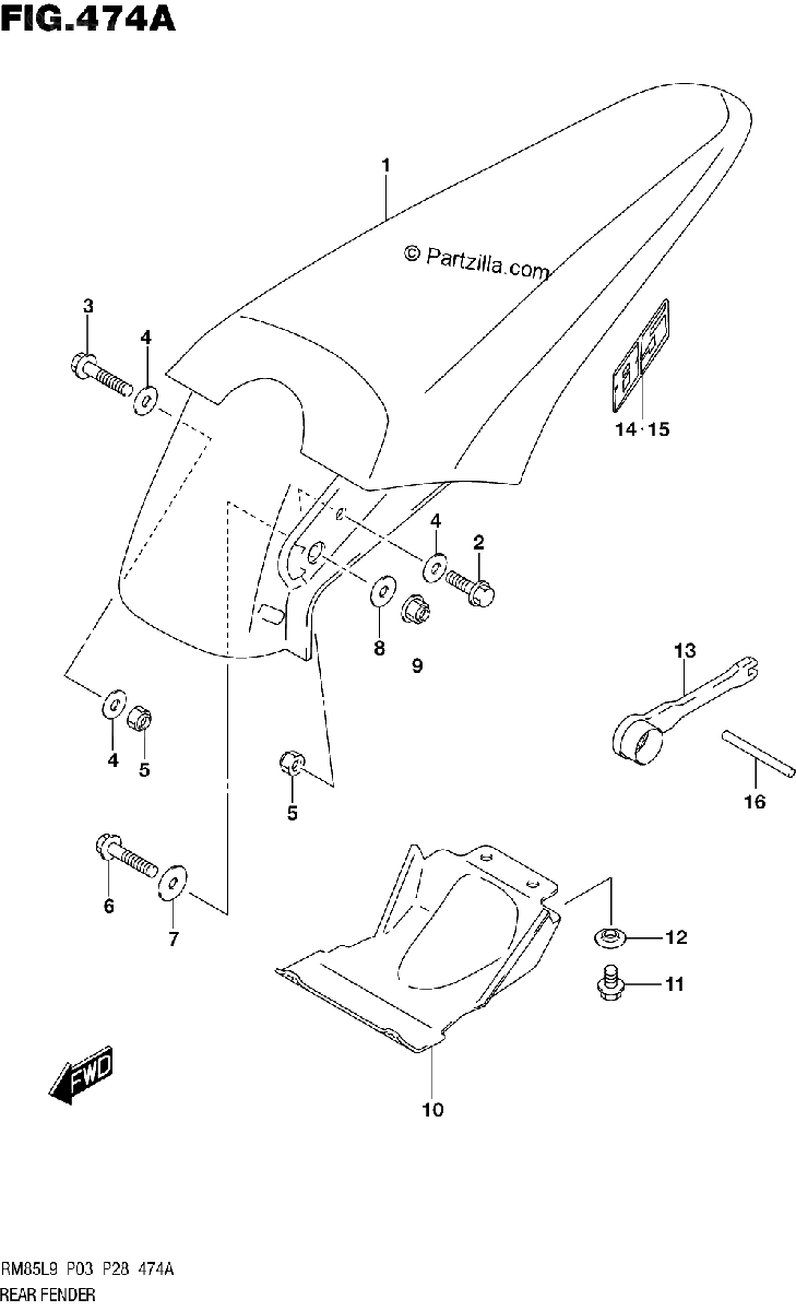Diagrama de 474A REAR FENDER