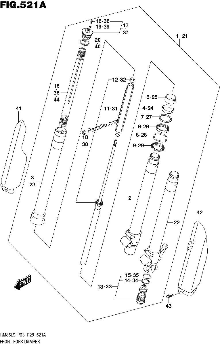 Diagrama de 521A FRONT FORK DAMPER