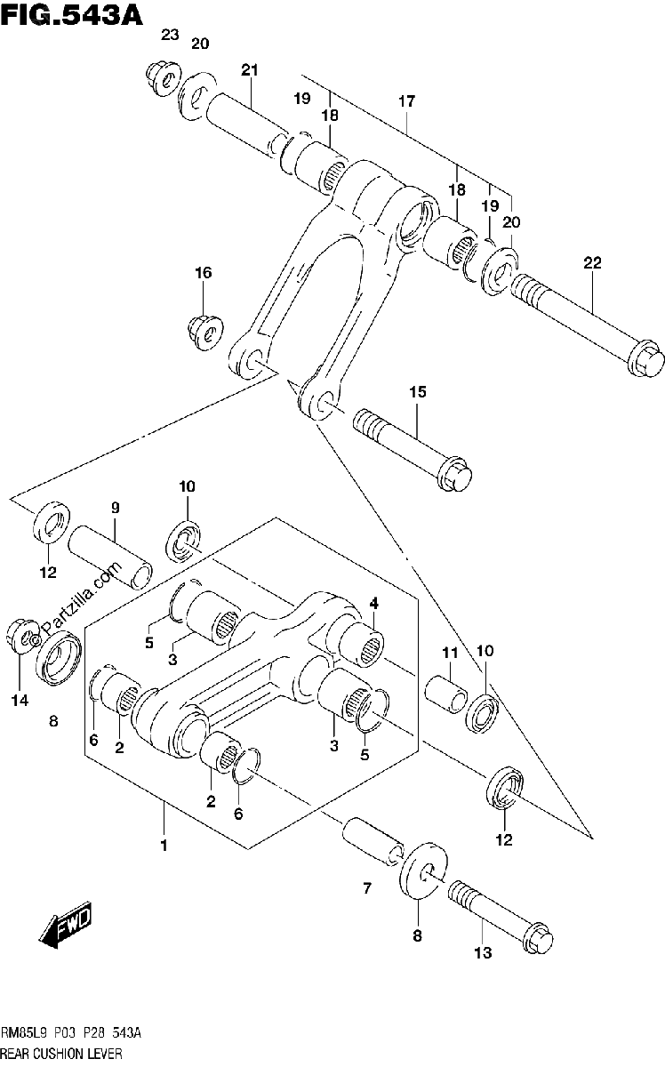 Diagrama de 543A REAR CUSHION LEVER