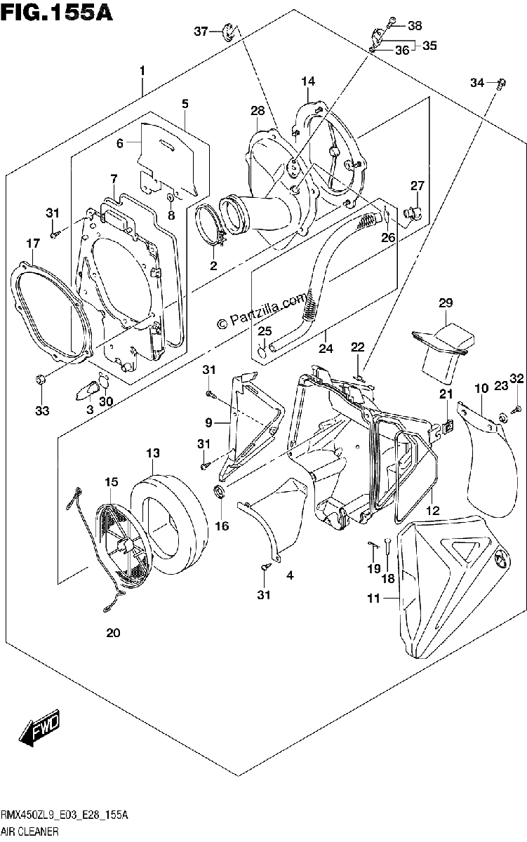Diagrama de 155A AIR CLEANER