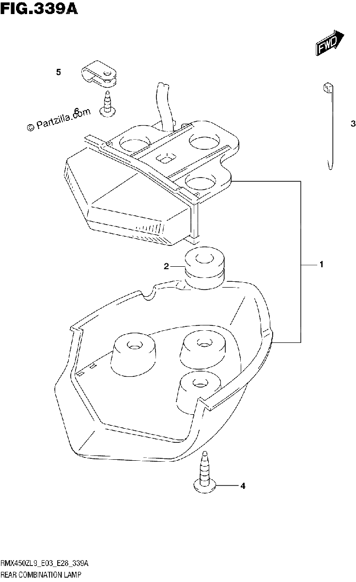 Diagrama de 339A REAR COMBINATION LAMP RMX450ZL9 E03