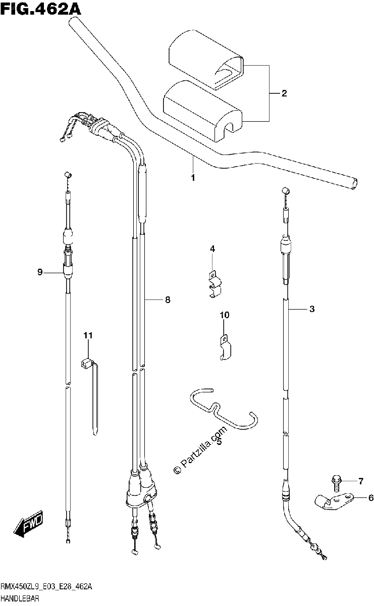 Diagrama de 462A HANDLEBAR