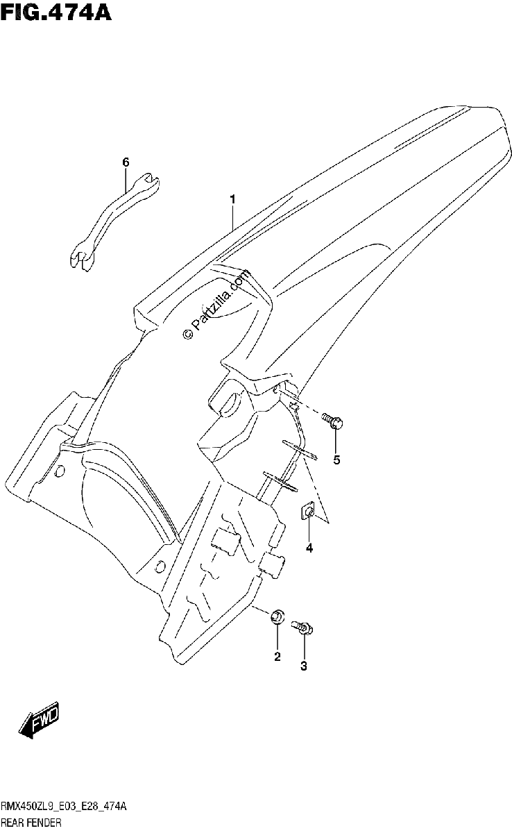 Diagrama de 474A REAR FENDER RMX450ZL9 E03