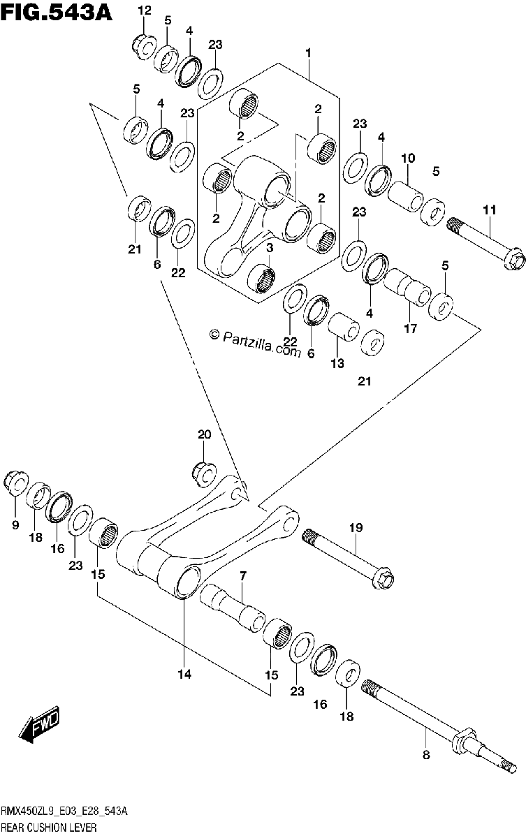 Diagrama de 543A REAR CUSHION LEVER