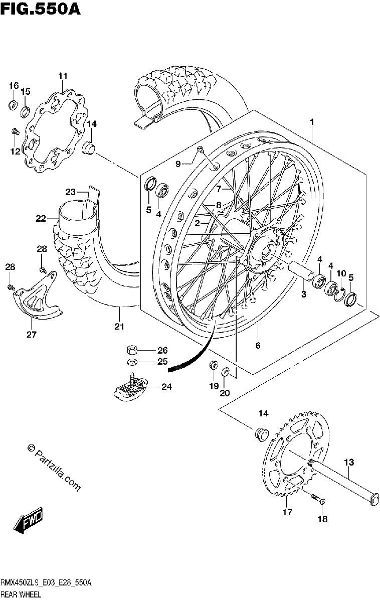 Diagrama de 550A REAR WHEEL