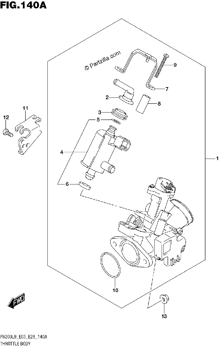 Diagrama de 140A THROTTLE BODY RV200L9 E03