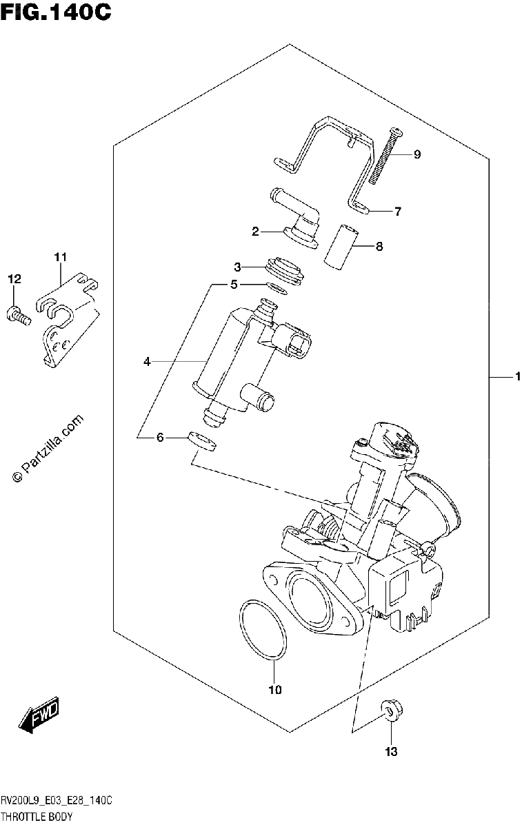 Diagrama de 140C THROTTLE BODY RV200L9 E33