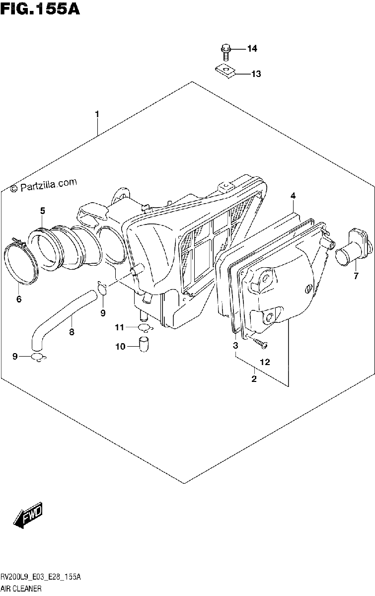 Diagrama de 155A AIR CLEANER RV200L9 E03