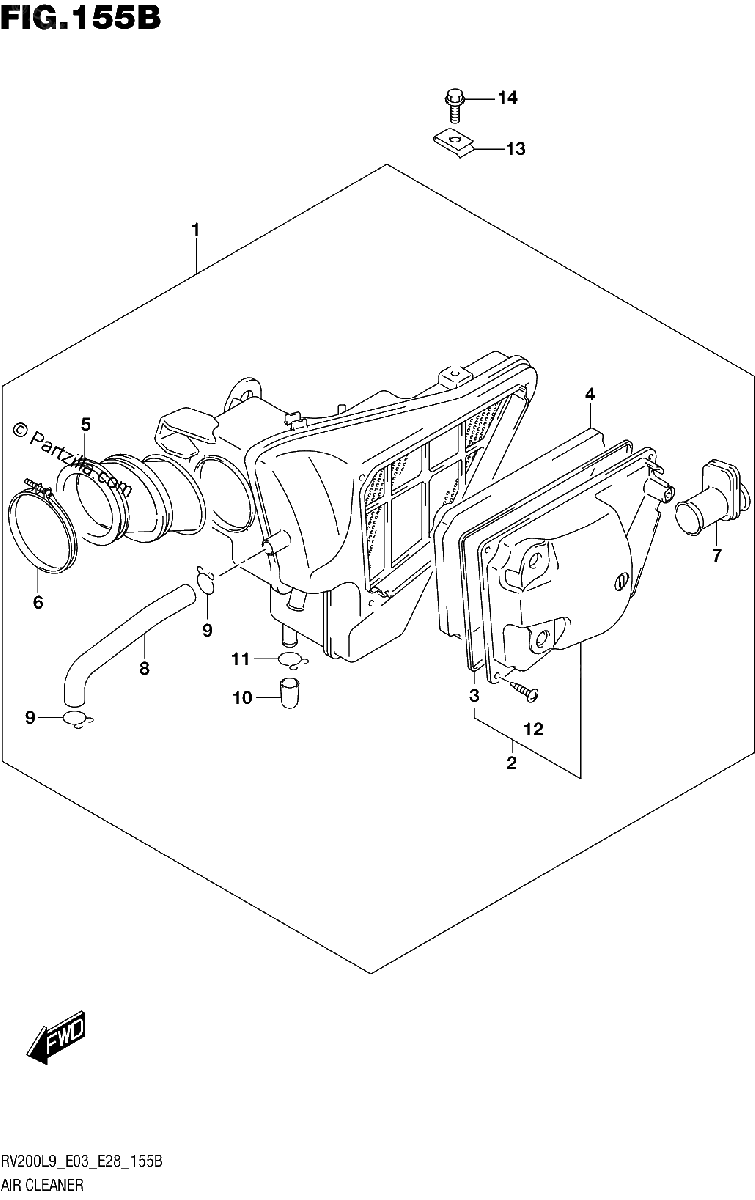 Diagrama de 155B AIR CLEANER RV200L9 E28