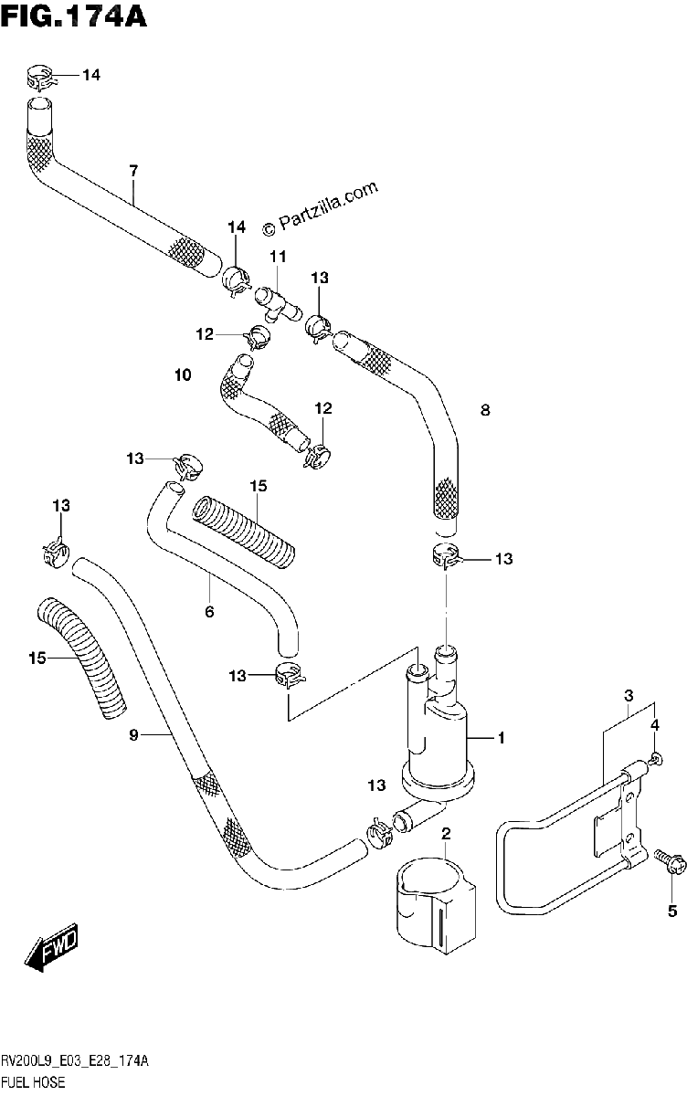 Diagrama de 174A FUEL HOSE