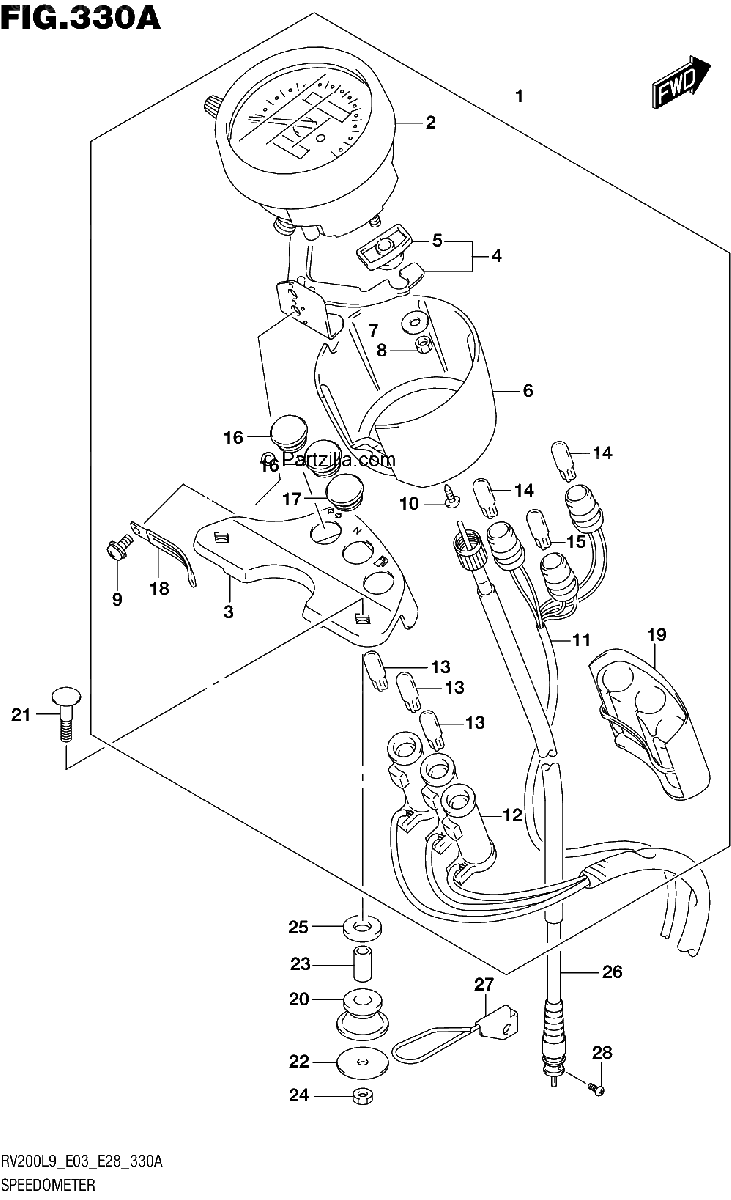 Diagrama de 330A SPEEDOMETER RV200L9 E03