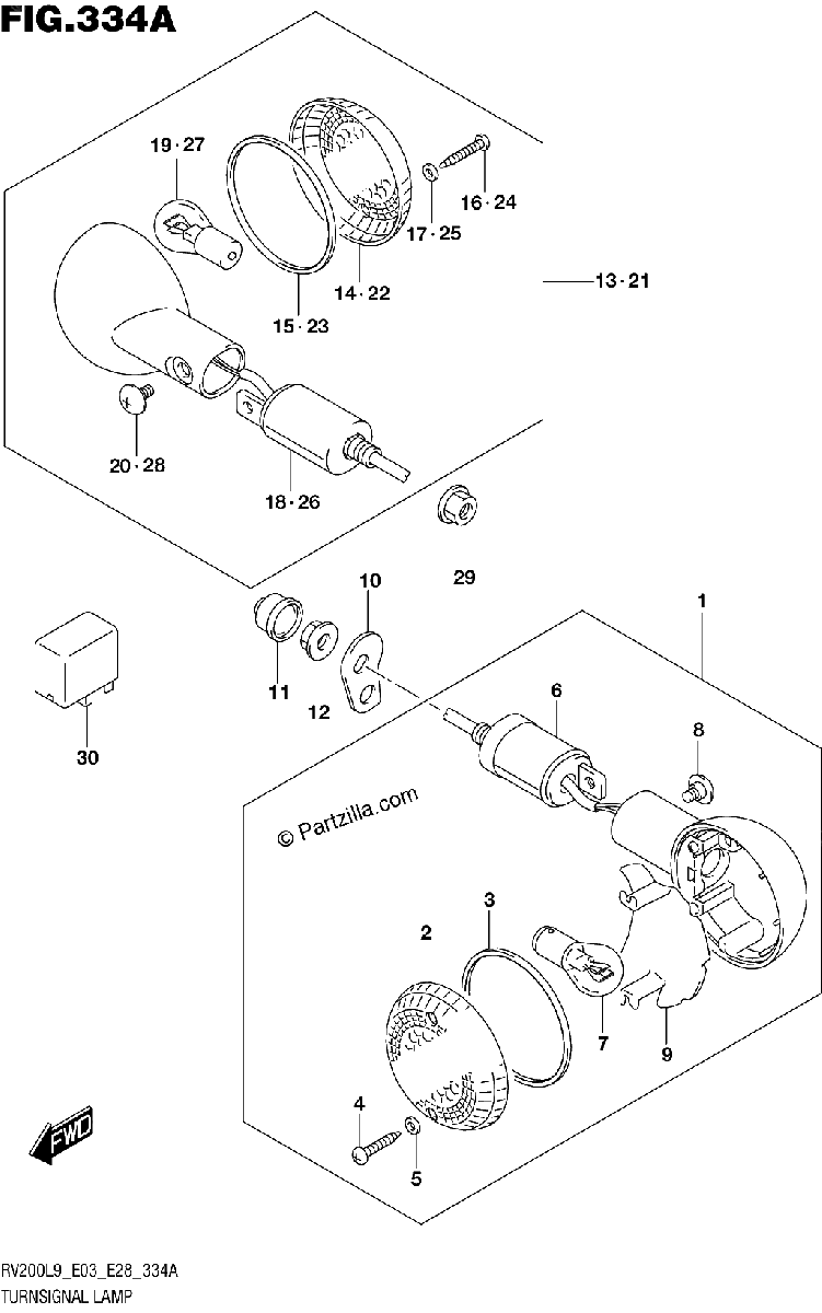 Diagrama de 334A TURNSIGNAL LAMP