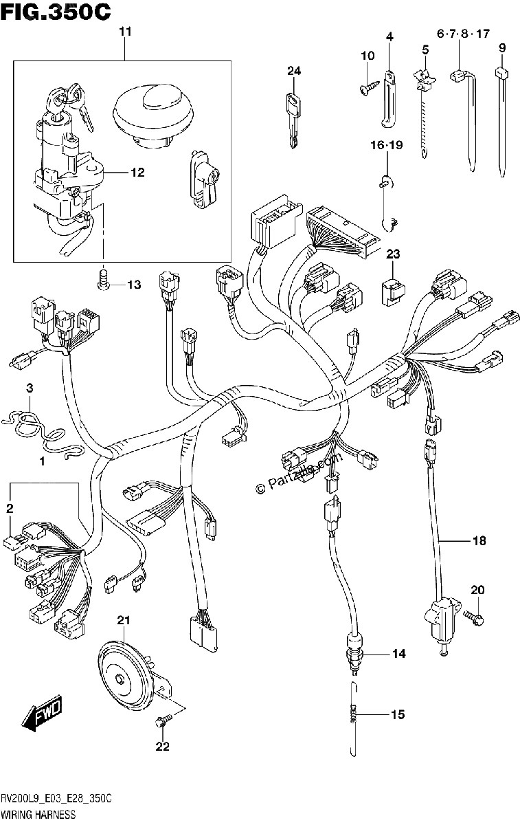 Diagrama de 350C WIRING HARNESS RV200L9 E33