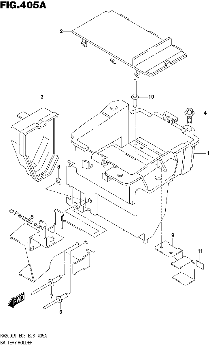 Diagrama de 405A BATTERY HOLDER