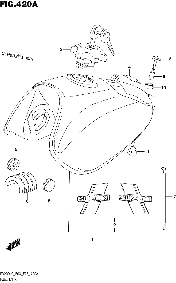 Diagrama de 420A FUEL TANK RV200L9 E03