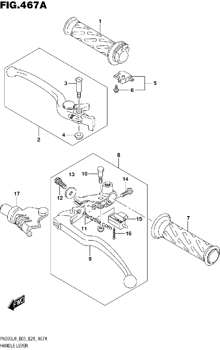 Diagrama de 467A HANDLE LEVER