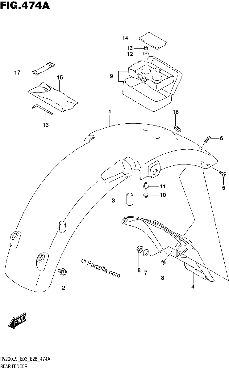 Diagrama de 474A REAR FENDER