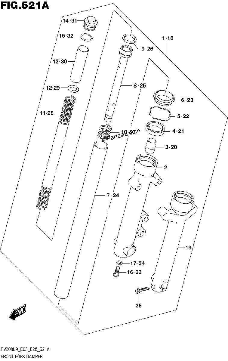 Diagrama de 521A FRONT FORK DAMPER