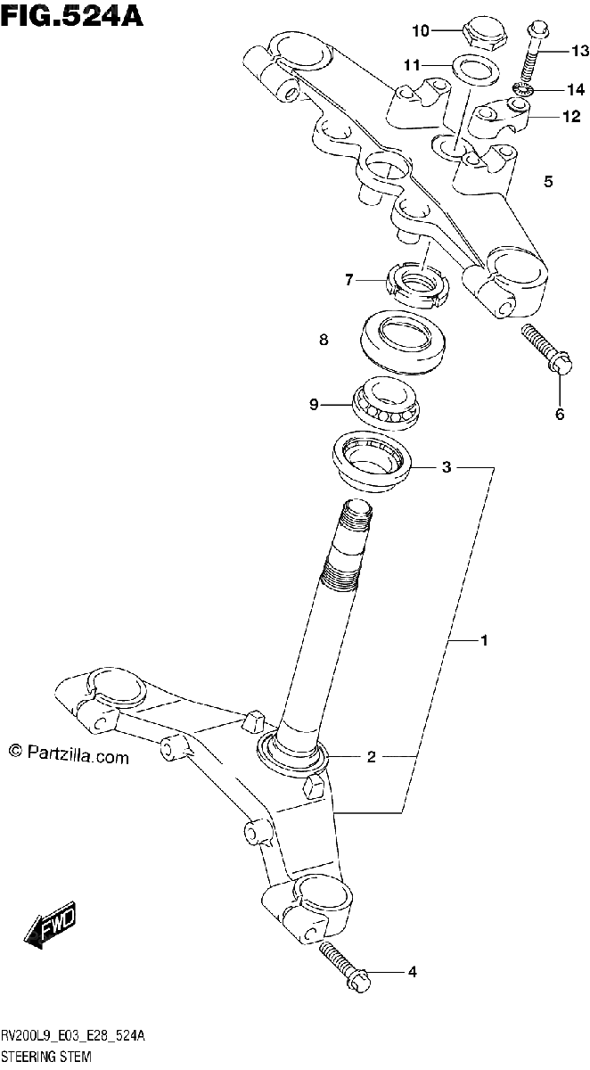 Diagrama de 524A STEERING STEM