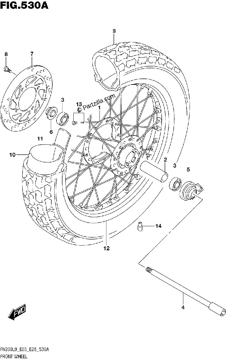 Diagrama de 530A FRONT WHEEL