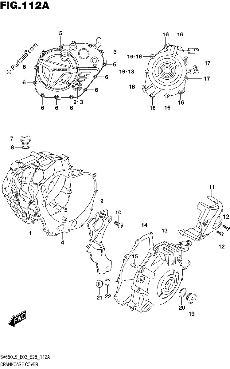 Diagrama de 112A CRANKCASE COVER