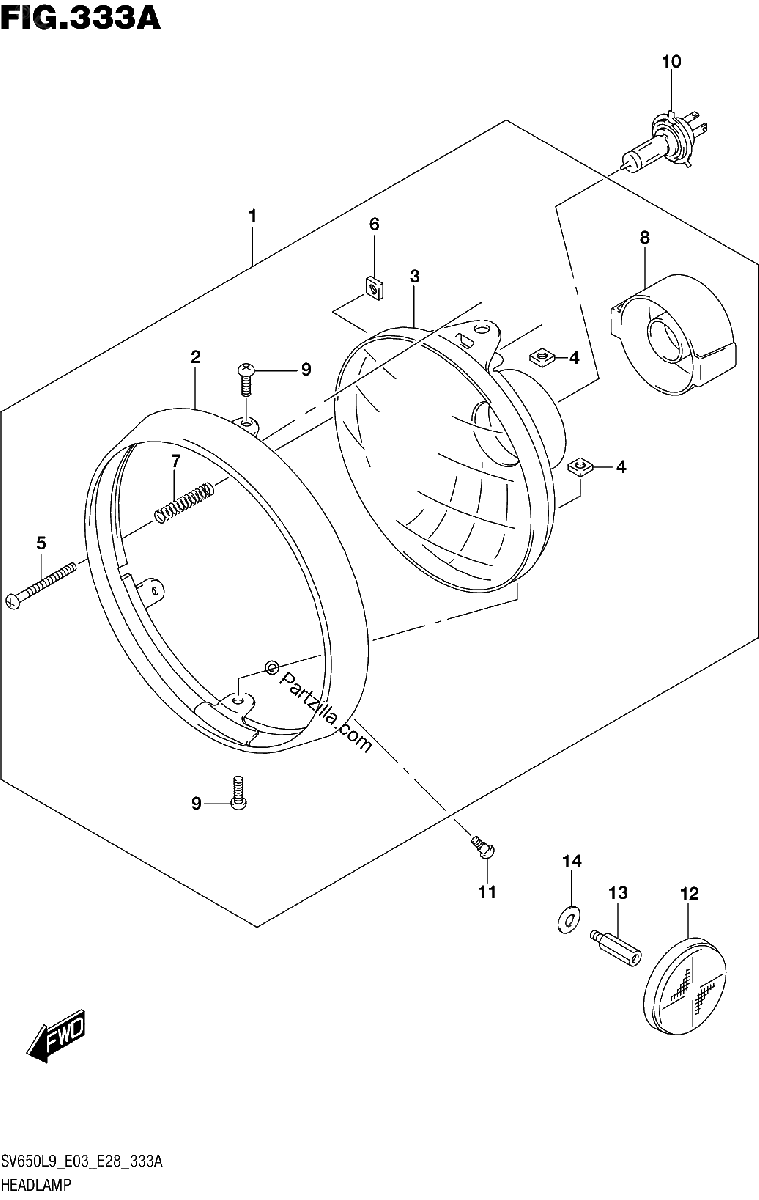 Diagrama de 333A HEADLAMP