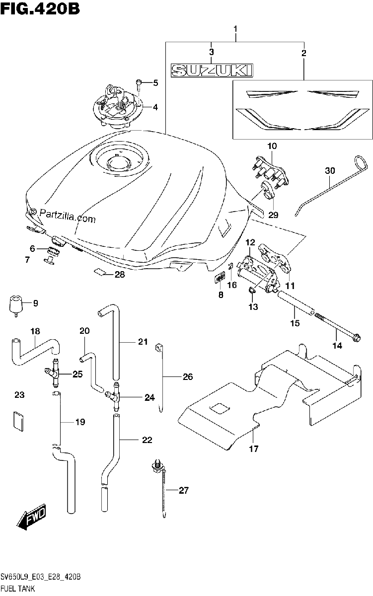 Diagrama de 420B FUEL TANK SV650L9 E03 FOR AGT
