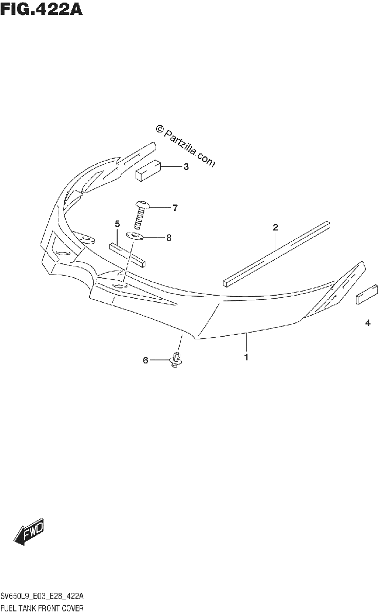 Diagrama de 422A FUEL TANK FRONT COVER